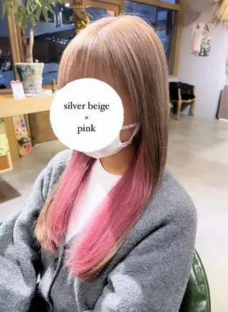 セミロング カラー 透明感ハイトーン🦄 キラ🌈のヘアスタイル