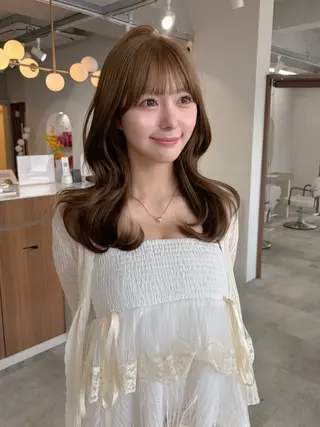 セミロング カラー 藤野 結衣のヘアスタイル