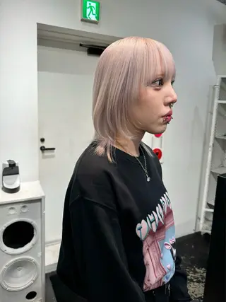 ミディアム カラー ヘアアレンジ 艶ハイトーン/ヘア アレンジAYAKAのヘアスタイル