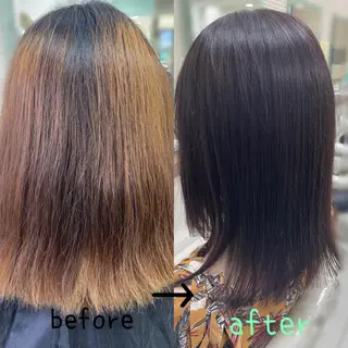 セミロング カラー 艶髪酸性縮毛🥇 ディレクター土手内徹のヘアスタイル