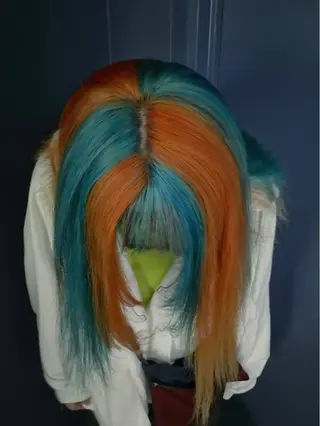 セミロング カラー ハイトーン/メンズ/ デザイン/梅田/ミユのヘアスタイル