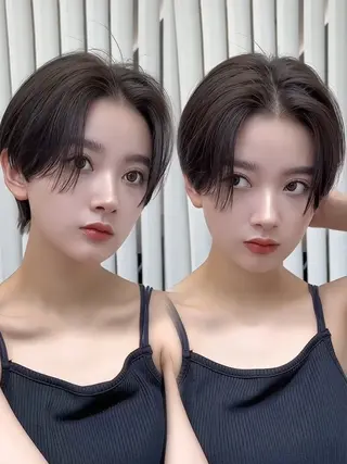 ショート ショートヘア くすみカラー、大場猛のヘアスタイル
