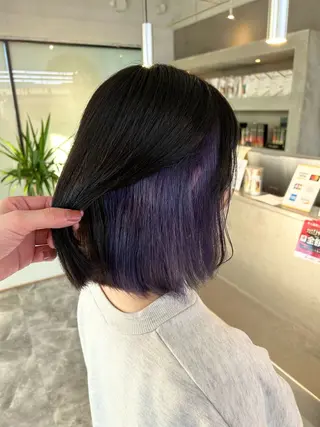 ミディアム 縮毛矯正🐼暖色 根本侑季のヘアスタイル