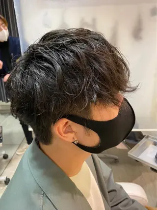 ミディアム パーマ 柳澤 和也のヘアスタイル