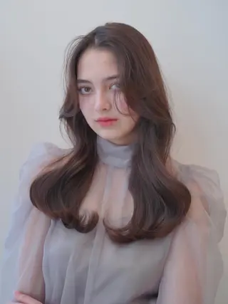 セミロング カラー NARE 韓国ヘアのヘアスタイル