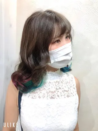 セミロング カラー 岩谷/ブリーチ 🪽透明感カラーのヘアスタイル