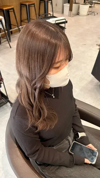 ミディアム 縮毛矯正/ブリーチ 無しWカラーのヘアスタイル