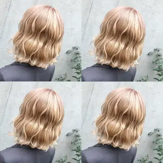 ミディアム カラー ヘアアレンジ TAKUMAブリーチ /切りっぱなし🪽のヘアスタイル
