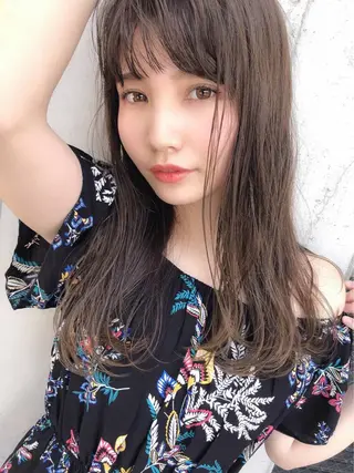 セミロング カラー パーマ ヘアアレンジ Hiroshi ヒロシのヘアスタイル