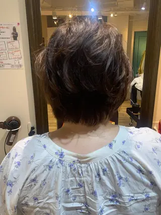 ショート カラー パーマ ヘアアレンジ メンズ キッズ 白髪世代特化 🌿飯塚京橋のヘアスタイル
