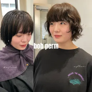 ショート パーマ 抜け感ボブ×パーマ |kazaneのヘアスタイル