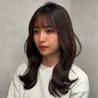 セミロング 結べるレイヤーカット /カラー/あさかのヘアスタイル