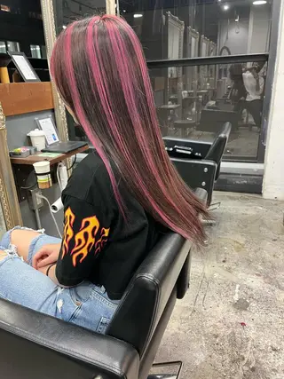 セミロング カラー パーマ ヘアアレンジ 東 寛道のヘアスタイル