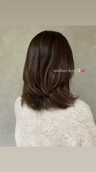 ミディアム ワンカールで盛れる レイヤー🎀Macoのヘアスタイル
