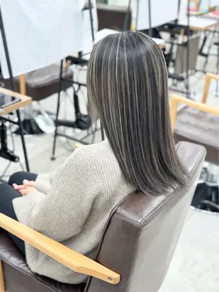 ロング カラー ハイライト&曲がる 縮毛矯正特化 玉置のヘアスタイル