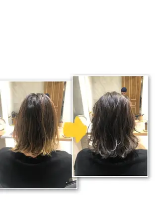 ミディアム カラー パーマ ミヤギ リュウキのヘアスタイル
