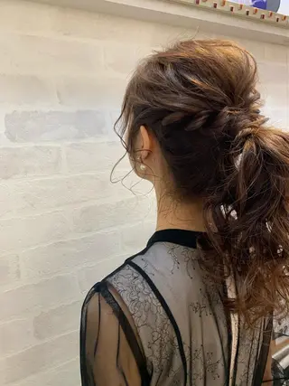 ロング カラー ヘアアレンジ きむえり/髪質改善 /うねり広がり改善のヘアスタイル