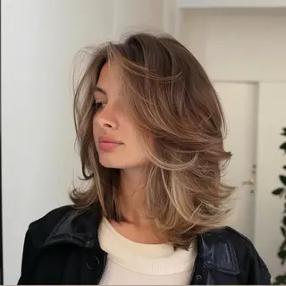 ミディアム レイヤーカットモデル 募集/藤原一真のヘアスタイル