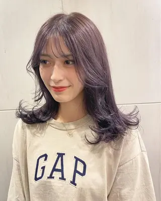 ミディアム デザインカラー/ボブ ブリーチカラー/ユリのヘアスタイル