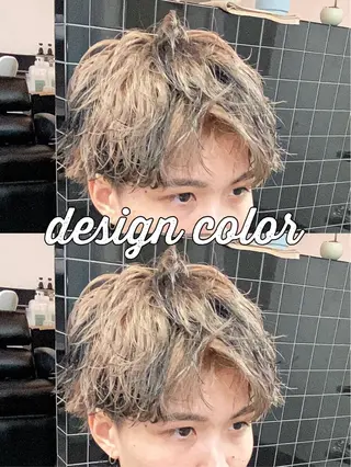 カラー メンズ パーマ/ダブルカラー ブリーチ⭐️海斗のヘアスタイル