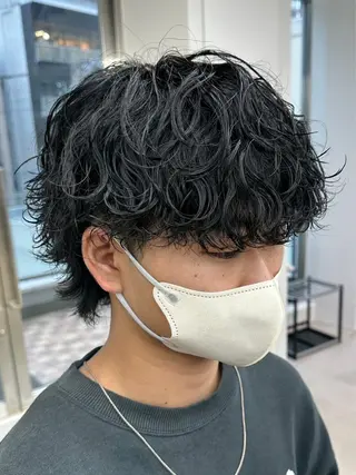 ミディアム パーマ メンズ 天神大名メンズパーマ メンズショートのヘアスタイル