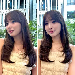 セミロング カラー ワンカールレイヤー 顔周り☺︎shunのヘアスタイル