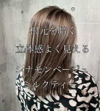 セミロング カラー mimiiy梅田 中崎町ハイトーンのヘアスタイル