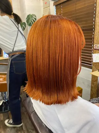 セミロング カラー ブリーチ毛対応酸性 ストレート🌈サキのヘアスタイル