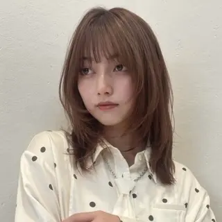 セミロング カラー レイヤー/暖色カラー 🎀はるのヘアスタイル