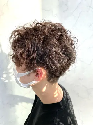 ショート パーマ メンズ 【𝐀𝐬𝐡大森】 石崎竜祐のヘアスタイル