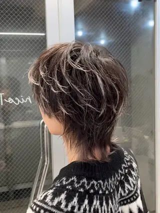 ショート カラー メンズ ブリーチカラー🌈 ウルフカット🐺のヘアスタイル