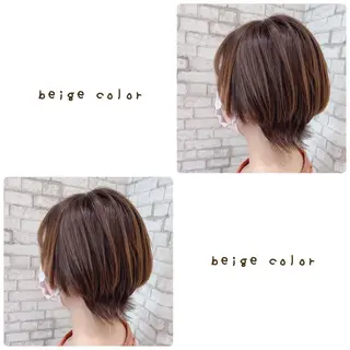 ショート カラー ヘアアレンジ ブリーチなし艶カラー 東家のヘアスタイル