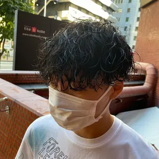 パーマ メンズ 三ノ宮フェザーパーマ 10月再開予定のヘアスタイル