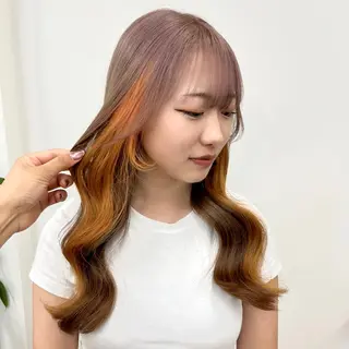 セミロング カラー ヘアアレンジ HIROKO / 透明感暖色カラー🎀のヘアスタイル