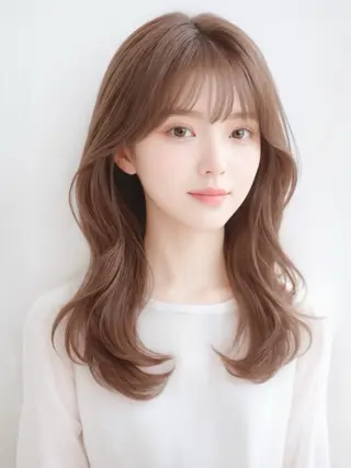 セミロング 神戸でブリーチなら puty/レイヤーのヘアスタイル