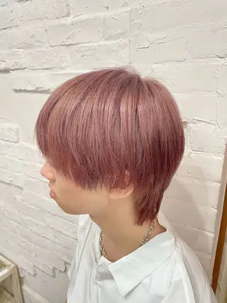 ショート カラー メンズ 【ピンク/韓国ヘア/ ヘアセット】亜海のヘアスタイル