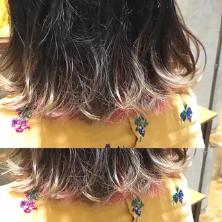 ミディアム カラー サロンドミルク 原宿のヘアスタイル