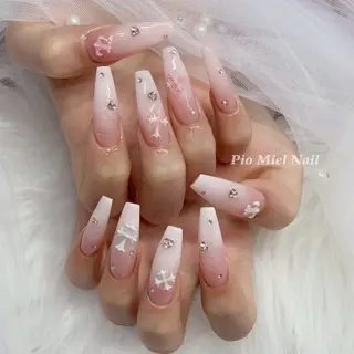 ロング カラー HANA 長さだしのネイルデザイン