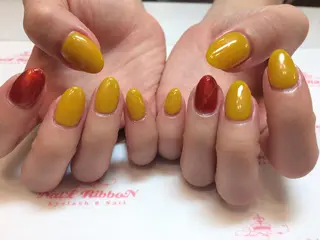 ネイル ネイルリボン 受付スタッフのネイルデザイン