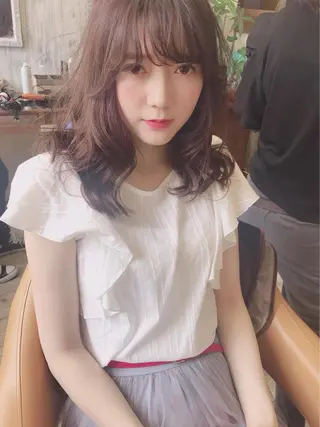 セミロング カラー パーマ ヘアアレンジ 佐藤 三四郎のヘアスタイル