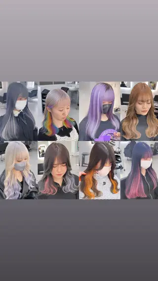 セミロング カラー ブリーチ&エクステ 🥀ケアカラー特化のヘアスタイル