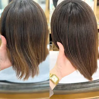 ミディアム カラー パーマ ヘアアレンジ メンズ キッズ 骨格レイヤーカット 🌿美髪縮毛矯正のヘアスタイル