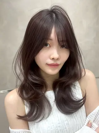 セミロング 赤み消し透明感カラー 似合わせ前髪柴田礼空のヘアスタイル