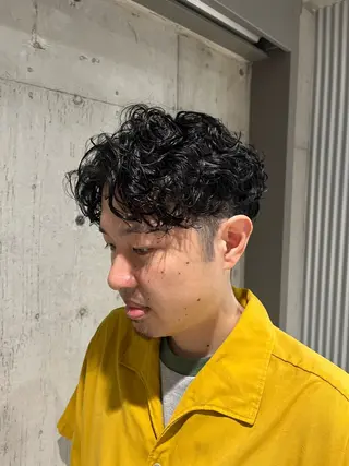 ショート パーマ メンズ ボブ×艶カラー 特化・リクト💥のヘアスタイル