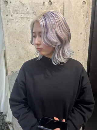 セミロング カラー SHOTO ハイトー ン/ブロンドカラーのヘアスタイル