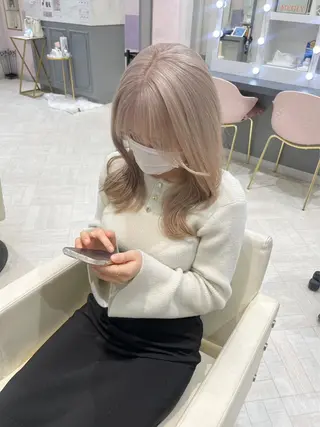 ロング カラー クルミ🤍推し活 🎀ピンクカラーのヘアスタイル