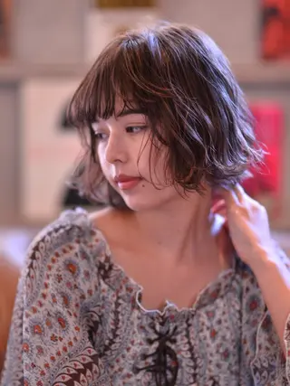 ショート パーマ RUKA 美容院×ネイリストのヘアスタイル