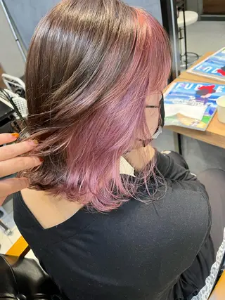 ミディアム カラー ヘアアレンジ メンズ キッズ ネイル マツエク・マツパ アイブロウ 透明感カラー🤎 ゆりのヘアスタイル