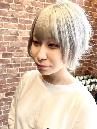 ショート カラー パーマ 久木原 ゆりのヘアスタイル