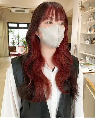 ロング 髪質改善×ハイトーン レイヤー天神美容室のヘアスタイル